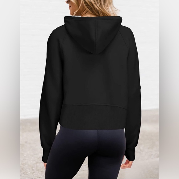 Women Half Zip Hoodie Long Sleeve Sweatshirt Fleece Lined Pullover - Black Large - Picture 3 of 7